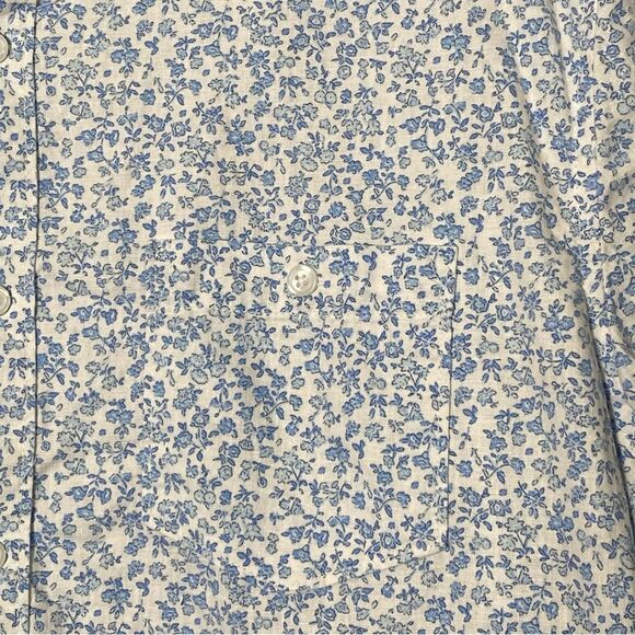 Hope & Henry Blue Floral Linen Blend Casual Button Up Shirt Boys Size Large - Picture 13 of 15